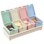 JUSTDOLIFE Spice Jar Sets Multi-purpose Spice Box environmental Seasoning Box with Spice Rack & Spoons 4PCS
