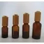 2 STÜCKE 50 ml Wiederbefüllbare Bernstein Glas Tropf Flaschen, Duftprobenbehälter mit Druckpumpe, Bambusdeckel und Glas-Tropfer
