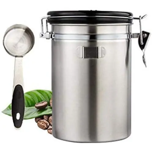 Umiwe Airtight Coffee Canisters, 1.8 Litre Large Stainless Steel Coffee Container with Date Tracker, Scoop and CO2 Valve, Food Vacuum Storage Jar Can for Beans, Grounds, Tea, Flour, Cereal, Sugar Umiwe Airtight Coffee Canisters, 1.8 Litre Large Stainless Steel Coffee Container with Date Tracker, Scoop and CO2 Valve, Food Vacuum Storage Jar Can for Beans, Grounds, Tea, Flour, Cereal, Sugar