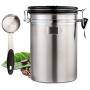 Umiwe Airtight Coffee Canisters, 1.8 Litre Large Stainless Steel Coffee Container with Date Tracker, Scoop and CO2 Valve, Food Vacuum Storage Jar Can for Beans, Grounds, Tea, Flour, Cereal, Sugar