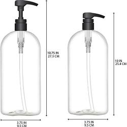 BAR5F Empty Shampoo Bottles with Pumps, 32oz/1Liter/Large, BPA-FREE, Lightweight(Medium Density PETE1 Plastic) Pack of 2