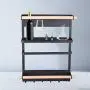 Tuscom Magnetische Küchenregal Frigarsortierschrank 3stufiges Metall-Regalsystem mit 6 Haken Multifunktionale Gewürzglashalter Haushaltsküche Organizer