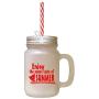 Red Enjoy The Sweet Taste Of Summer Frosted Glass Mason Jar With Straw