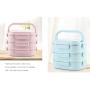 Thermos Food Jar Thermos Stainless Food Flask For Kids 750ML,Storage Bag (Color : Pink, Size : 2 layers)