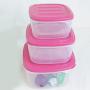 uirend Square Crisper Boxes - 3PCS Storage Jars Eco Friendly Plastic Tubs Microwave Freezer Box Ideal for Lunches and Meal Prep