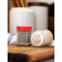 Natural Spice Sifter Jar with Airtight Red Lids holds 1 oz / 30 ml / 28 grams each (24 pack) + Labels and Measuring Cup