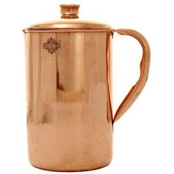 IndianArtVilla Pure Copper Water Pitcher Jug | 54 OZ Healthy Storage Container | For Home, Kitchen, Restaurants with Yoga and Ayurveda Benefits