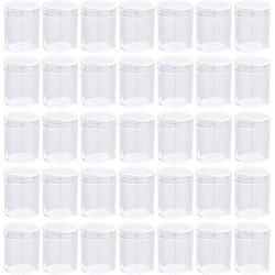 Slime Jars With Lids - Plastic Storage Jars - 35-Pack Slime Jars with Screw-on Lids, Refillable Round Containers Organizer for Craft Item, Small Part, Cosmetic, Body Scrub, Accessory, Food, 1.2 OZ