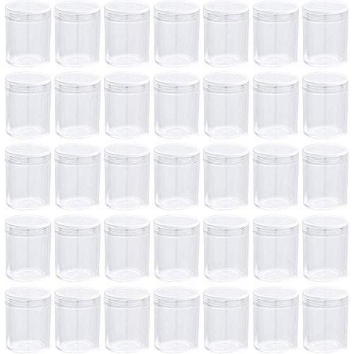 Slime Jars With Lids - Plastic Storage Jars - 35-Pack Slime Jars with Screw-on Lids, Refillable Round Containers Organizer for Craft Item, Small Part, Cosmetic, Body Scrub, Accessory, Food, 1.2 OZ
