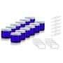 Cobalt Blue Thick Glass Straight Sided Jar with White Metal Airtight Lid - 2 oz / 60 ml (12 pack) + Spatulas and Labels