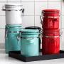 Cereal Containers Ceramic Canister With Spoon Containers (color : White, Size : 650mL)