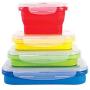 Yudesun Silicone Folding Food Storage Containers - 4PCS Storage Jars with Lids Microwave Freezer Box Seal Plastic Tubs Fruit Picnic Lunches Meal Prep
