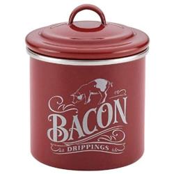 46948 Enamel on Steel Bacon Grease Can/Bacon Grease Container - 4 Inch, Red (Pack of 2)