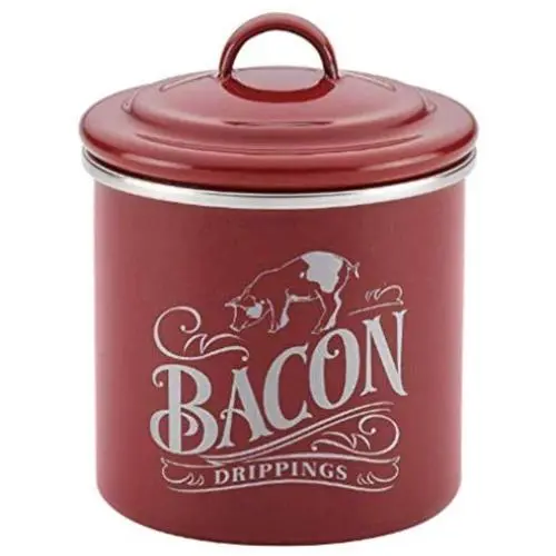 Boîte à graisse de bacon en émail sur acier - 4 pouces, rouge (Pack de 2) Boîte à graisse de bacon en émail sur acier - 4 pouces, rouge (Pack de 2)