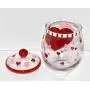 New 10" Red & Pink Hearts Love with Red Roses Glass Candy Jar Canister with Lid New 10" Red & Pink Hearts Love with Red Roses Glass Candy Jar Canister with Lid