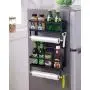 VIAV Foldable Refrigerator Organizer 4 Tier Magnetic Fridge Spice Rack Paper Towel Holder Multi-purpose Kitchen Storage Shelf Rustproof Spice Jars Holder, Black VIAV Foldable Refrigerator Organizer 4 Tier Magnetic Fridge Spice Rack Paper Towel Holder Multi-purpose Kitchen Storage Shelf Rustproof Spice Jars Holder, Black