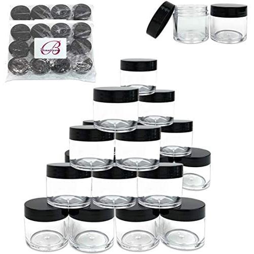 (Quantity: 30 Pieces) Beauticom® High Quality 30G/30ML (1 Oz) Round Clear Jars with Black Flat Top Lids for Beads, Gems, Glitter, Charms, Small Arts and Crafts - BPA Free