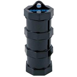 Cookies &quotHarvest Club" Mini Air Tight Stackable Storage Jars - 3 Piece Set In Black Color Sold By Trendz