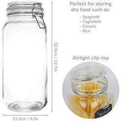 2.2L Clip Top Spaghetti Storage Jar | Round Glass Airtight Vintage Tall Container | Pasta & Cereal Jar | Dry Food Containers | M&W