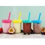 Elk und Freunde Kinderbecher/Babybecher mit Strohhalsen? Glas Mason Jars 8 oz mit Silikonüberzieher & Strohhalsen + Strohhalse & wasserdichte Deckel? Auslaufhemmende Becher für Kinder, Trinkbecher für Kleinkinder