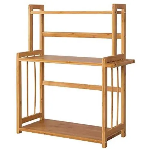 Bambus-Gewürzregal 2-stufige Küchen-Bad Schrank-Organizer mit verstellbaren Regalen, für Gewürzflaschen & Küchenschrank-Organizer