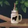 Green Clumber Spaniel Silhouette Frosted Glass Mason Jar With Straw