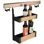 Kitchen Organization Spice Rack Wall Mounted Basket 2-tier Hanging Holder With Protection Railing Steel Shelf Jars Storage Seasoning Display For Pantry