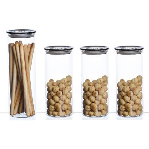 Bohemia Cristal Storage Container Glass 4-Piece Set smoke by Bohemia Cristal