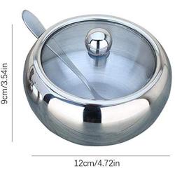 Stainless Steel Spice Jars Cans with Glass Lids for Herb Salt Pepper Spices Spice Tins Condiment Pot Storage Containers,500ml