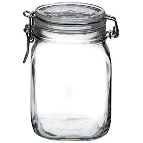 Bormioli Rocco 292075 Fido Storage Jar-Wire Bail-1 L-1 Pack, 1 liter, Clear