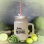 Soft Pink Enjoy The Sweet Taste Of Summer Frosted Glass Mason Jar With Straw