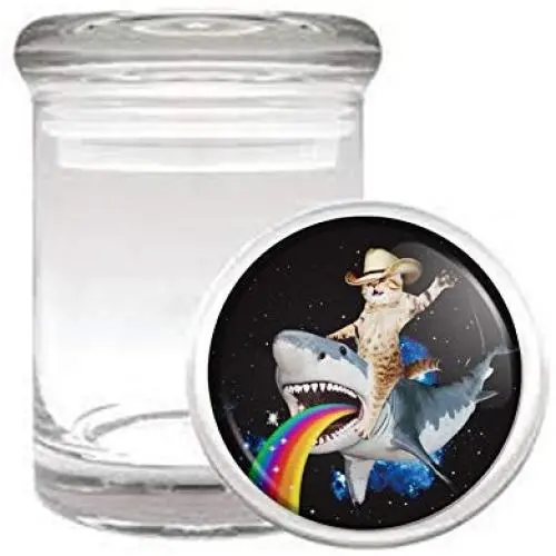 Customized Collectables Cat Bucking Puking Rainbow Shark Funny Weird Medical Odorless Glass Jar Customized Collectables Cat Bucking Puking Rainbow Shark Funny Weird Medical Odorless Glass Jar