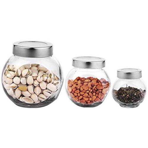 Kitchen Food Storage Jar Airtight Food Storage Storage Jar Pack Of 3 Transparent Glass Storage Container Tea/season Sealed Can(200ml 450ml 650ml)