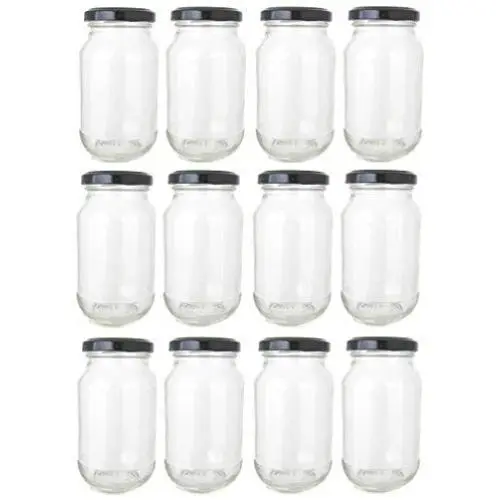 Nakpunar 48 pcs 8 oz Economy Glass Jars with Black Plastisol Lined Lids (48, 8 oz Cherry Style Paragon (Black)) Nakpunar 48 pcs 8 oz Economy Glass Jars with Black Plastisol Lined Lids (48, 8 oz Cherry Style Paragon (Black))