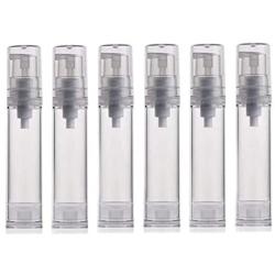 6PCS 5ml/10ml/12ml/15ml Clear Empty Travel Portable Refillable Plastic Airless Vacuum Pump Bottle Vial Press Container for Essence Cleanser Emulsion (10ml/ 0.34oz)