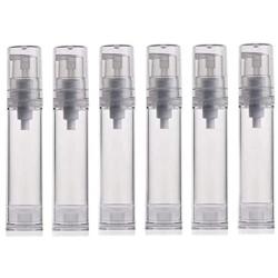 6PCS 5ml/10ml/12ml/15ml Clear Empty Travel Portable Refillable Plastic Airless Vacuum Pump Bottle Vial Press Container for Essence Cleanser Emulsion (10ml/ 0.34oz)