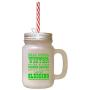 Green Winter Woolen Mittens Toasted Pecans Frosted Glass Mason Jar With Straw