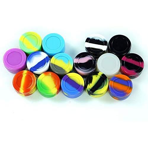 10pcs 7ml Non Stick Silicone Wax Conitnaer Round Dab Multi Use Storage Jar with Lid Assorted Color by X-Value