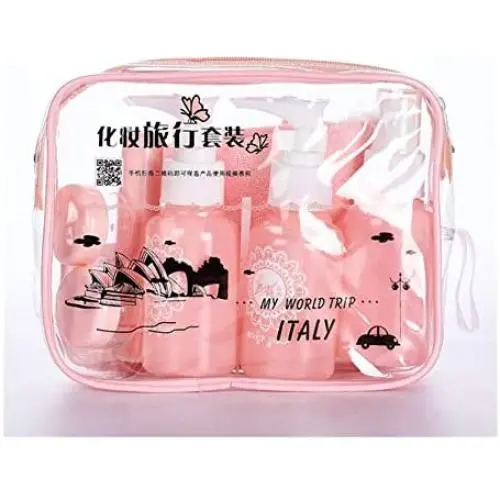 Travel Supplies Portable Sub-Bottle Set Cream Jar Spray Bottle Refillable Dispensing Tool Cream Lotion Cosmetic Container (Color : Pink, Material : Plastic) Travel Supplies Portable Sub-Bottle Set Cream Jar Spray Bottle Refillable Dispensing Tool Cream Lotion Cosmetic Container (Color : Pink, Material : Plastic)