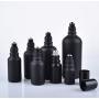 3Pcs 15ML Black Frosted Glass Empty Refillable Roll-On Bottles with Stainless Steel Roller Ball and Cap Essential Oil Perfume Eye Essence Fluid Cosmetic Containers Dispense Sample Vials for Beauty