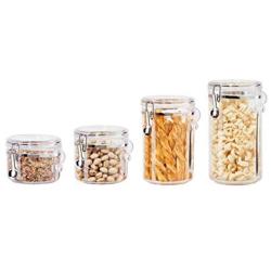 Oggi 4-Piece Acrylic Canister Set with Airtight Lids and Acrylic Spoons-Set Includes 1 each 28oz, 38oz, 59oz, 72oz