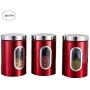 Lorchwise 3 PCS Red Round Stainless Steel Tea Cans Food Storage Jars - Multi-functional Sealed Cans