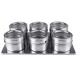 6 Piece Magnetic Stainless Steel Spice Jars with Trestle Lid, Multipurpose Spice Tin for Kitchen A Perfect Gift for Mothers’Day