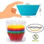 Silicone Cupcake Baking Cups, 12-pack Reusable Silicone Mold Cupcake Liner For Cake Baking Nonstick Silicone Muffin Liners,BPA Free Silicone Baking Cup Storage Jar 2.75 Inch Rainbow Colors