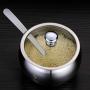 UPKOCH Sugar Bowl with Spoon Lid Stainless Steel Salt Box Spice Racks Storage Case Home Kitchen