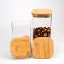 Eclenyes 2Pcs 100 x 100mm 550ml Square Glass Airtight Canister Transparent Storage Container with Lid