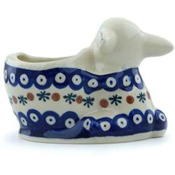 Polish Pottery 4?-inch Bunny Shaped Jar (Mosquito Theme) + Certificate of Authenticity