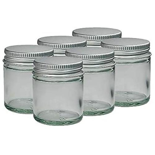 - 30ml CLEAR GLASS Jars with ALUMINIUM Lids for Aromatherapy Blends / Creams by Avalon Cosmetic Packaging