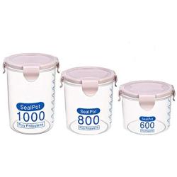 ZHBWJSH Transparent Plastic Sealed Cans Food Grain Storage Tanks Kitchen Multi-grain Jar Storage Box Storage Tanks (Color : Pink)