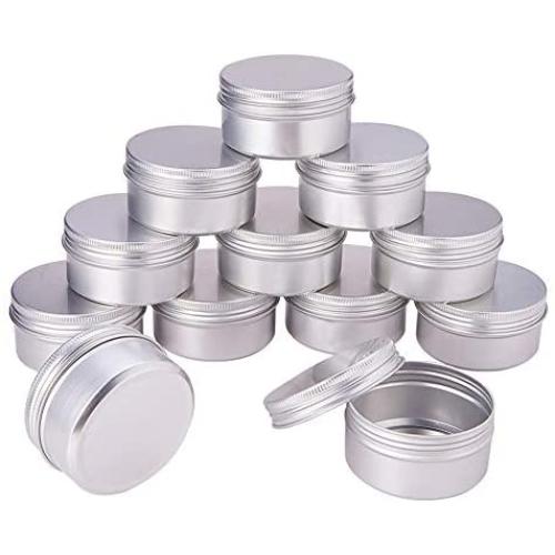 PH PandaHall 20 Pack 2.7oz Screw Top Metal Steel Tins Aluminum Tin Cans Jar Empty Slip Slide Round Containers For Lip Balm, Crafts, Cosmetic, Candles, Storage Kit